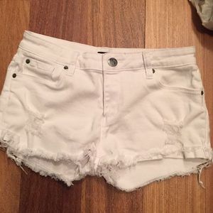STS blue distressed white denim shorts